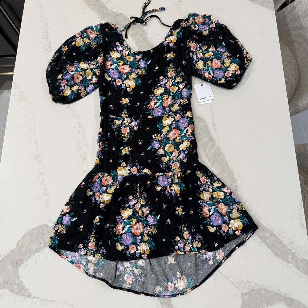 O’Neill NWT Alta Midi Floral Open Back Dress Women’s Small Black/Multi Romantic - Picture 5 of 14